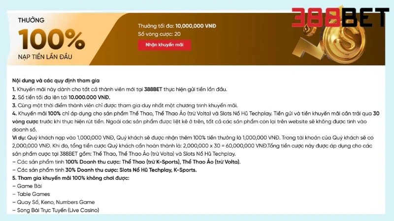 Nhà cái có điều kiện rõ ràng yêu cầu thành viên đáp ứng đầy đủ mới được nhận thưởng